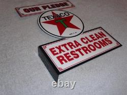 Vintage Texaco Our Pledge Clean Restrooms 11 3/4 Metal Gasoline Oil Flange Sign