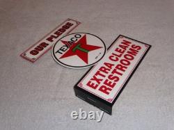 Vintage Texaco Our Pledge Clean Restrooms 11 3/4 Metal Gasoline Oil Flange Sign