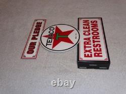 Vintage Texaco Our Pledge Clean Restrooms 11 3/4 Metal Gasoline Oil Flange Sign