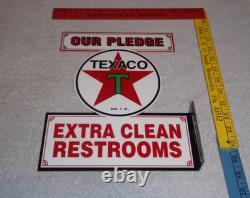 Vintage Texaco Our Pledge Clean Restrooms 11 3/4 Metal Gasoline Oil Flange Sign