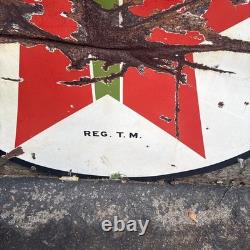 Vintage Texaco Porcelain Enamel Gas Station Sign 72 Double-Sided Round REG'D TM