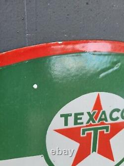 Vintage Texaco Porcelain Sign 30 Outboard Boat Motor Oil Double Sided Gas Sales