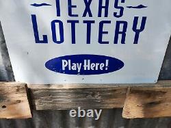 Vintage Texas Lottery Sign 18x24 Metal 1994 Double Sided