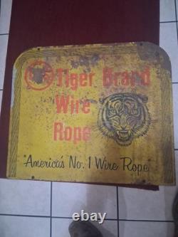 Vintage Tiger Brand Wire Rope Sign Metal Double Sided