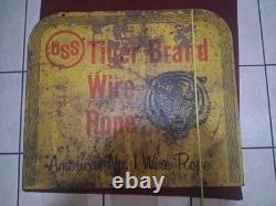 Vintage Tiger Brand Wire Rope Sign Metal Double Sided