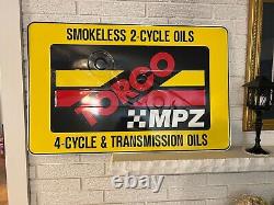 Vintage Torco MPZ Smokeless Double Sided Embossed Metal Sign 24 x 36