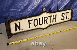 Vintage Toronto Acorn Double Sided Street Sign Black White Embossed Mid-Century