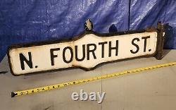 Vintage Toronto Acorn Double Sided Street Sign Black White Embossed Mid-Century