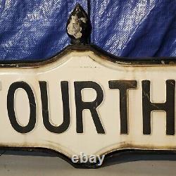 Vintage Toronto Acorn Double Sided Street Sign Black White Embossed Mid-Century