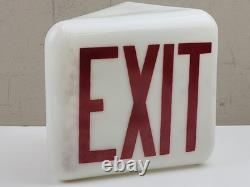 Vintage Triangular Double Sided White Milk Glass Exit Sign Wedge Globe