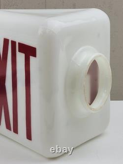 Vintage Triangular Double Sided White Milk Glass Exit Sign Wedge Globe