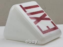 Vintage Triangular Double Sided White Milk Glass Exit Sign Wedge Globe