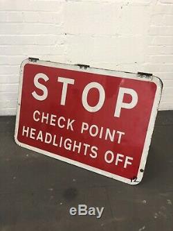 Vintage Ulster Double Sided UDR Stop Checkpoint Lights Off Sign Military Rare