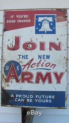 Vintage Vietnam Era Army Double Sided Recruiting Original Sign Dated