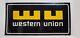 Vintage Western Union Porcelain Double Sided Sign 30x15 Original