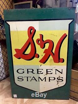 Vintage We Give S & H Green Stamps Sign The Mathews Company 588S Double Sided