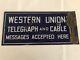 Vintage Western Union Porcelain Sign Double Sided