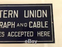 Vintage Western Union Porcelain Sign Double Sided