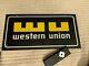 Vintage Western Union Porcelain Sign Wu Double 2 Sided