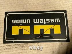 Vintage Western Union Porcelain Sign WU Double 2 Sided