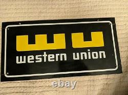 Vintage Western Union Porcelain Sign WU Double 2 Sided