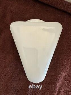 Vintage White Milk Glass Exit Sign Triangular Wedge Green Letters Double Sided