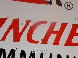 Vintage Winchester Ammunition Porcelain Double Sided Flange Sign