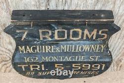 Vintage Wood Double Sided Advertising Sign Brooklyn, NY 1930's