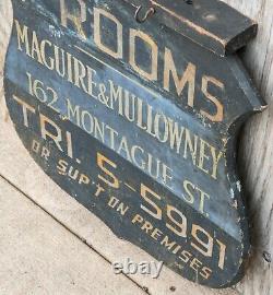 Vintage Wood Double Sided Advertising Sign Brooklyn, NY 1930's