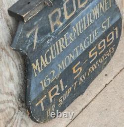 Vintage Wood Double Sided Advertising Sign Brooklyn, NY 1930's