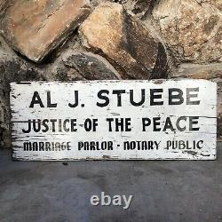 Vintage Wood Justice Of The Peace Marriage Parlor Double Sided Sign Folk Art