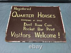 Vintage Wood Registered Quarter Horses Double Sided 18 x 24 Sign Old 1013-23B