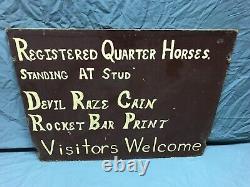 Vintage Wood Registered Quarter Horses Double Sided 18 x 24 Sign Old 1013-23B