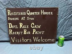 Vintage Wood Registered Quarter Horses Double Sided 18 x 24 Sign Old 1013-23B