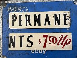 Vintage Wooden Permanents $7.50 Up Double Sided Sign Perm