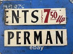 Vintage Wooden Permanents $7.50 Up Double Sided Sign Perm