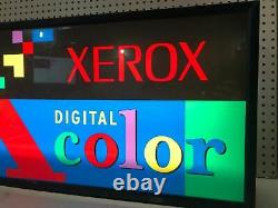 Vintage Xerox Digital Color Dual Side Hanging Light Up Sign ADVERTISING RARE