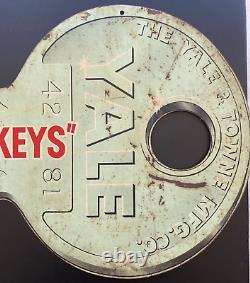 Vintage Yale Key Advertising Trade Shop Metal Sign Double Sided See Description