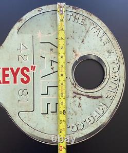 Vintage Yale Key Advertising Trade Shop Metal Sign Double Sided See Description