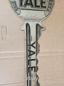 Vintage Yale & Towne Key Lock Two 2 Double Sided Sign Shop Locksmith Advertising