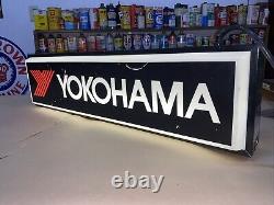 Vintage Yokohama Tire Double Sided Dealer Sign Lighted Check Out The Pics