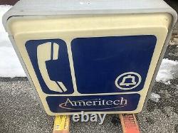 Vintage ameritech Lighted Payphone Booth Sign Double Sided Garage Man Cave