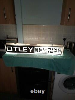 Vintage double sided Otley Building Society 1970s Illuminated Shop Sign
