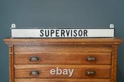 Vintage embossed SUPERVISOR Office Sign Double Sided Metal Gas Station bracket