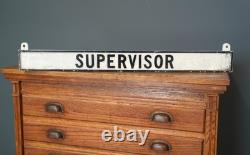 Vintage embossed SUPERVISOR Office Sign Double Sided Metal Gas Station bracket