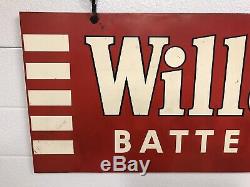 Vintage hanging WILLARD BATTERIES Double Sided Sign with Bracket (not porcelain)