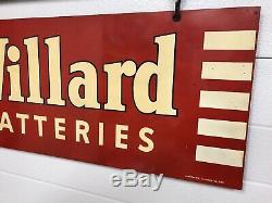 Vintage hanging WILLARD BATTERIES Double Sided Sign with Bracket (not porcelain)