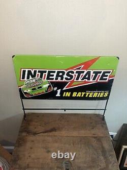 Vintage interstate battery double sided metal sign nascar gas oil kyle busch
