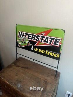 Vintage interstate battery double sided metal sign nascar gas oil kyle busch