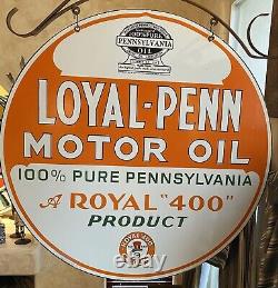 Vintage''loyal-penn'' Double Sided 30 Inch Porcelain Sign